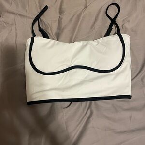 White and Black Crop Top